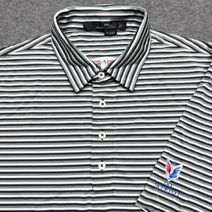 RLX Ralph Lauren Polo Shirt Mens Large Gray Stripe Patriot Golf Club Tour‎ Issue